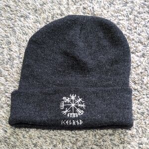 Iceland Viking Compass Dark Grey Beanie, Unisex One Size